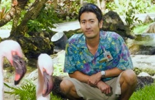 Kevin Murata with exotic birds